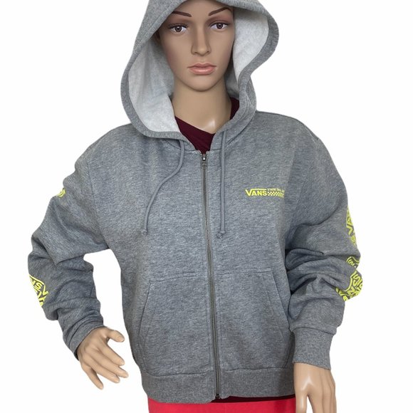 Vans Tops - VANS 🔥SALE!🔥 Off The Wall Top Zip Hoodie Women Size XS Grey Yellow VN0A4DRAGRH